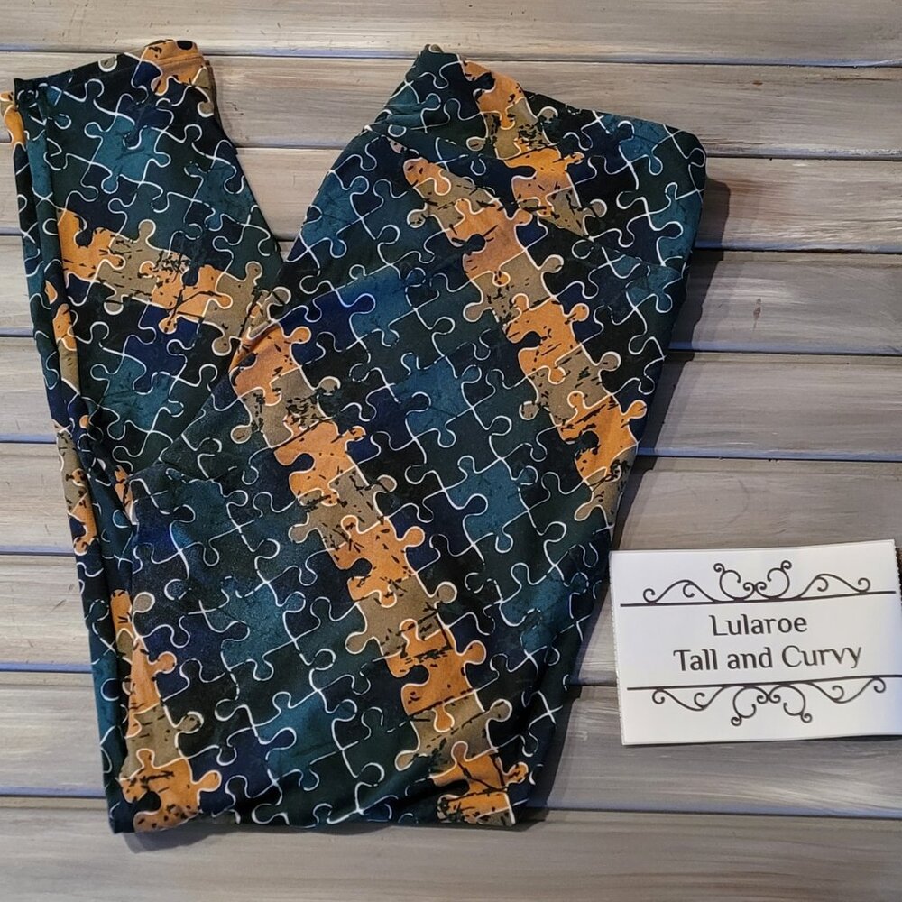 LuLaRoe Puzzle Piece Leggings (Tall and Curvy) Puzzle Pieces Autism Awareness